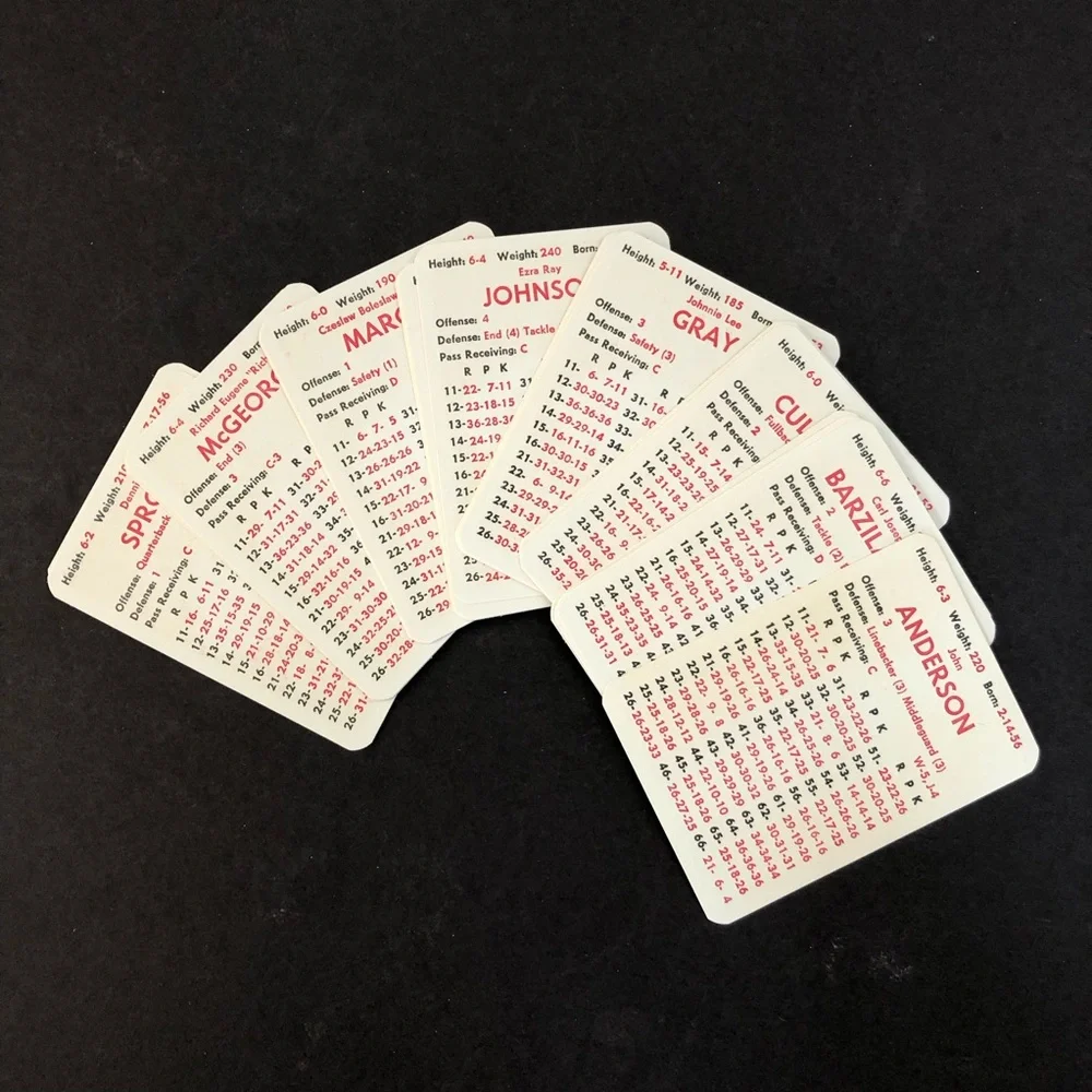 1978 APBA Pro League Football 32 Player Card Set Green Bay Packers MINT